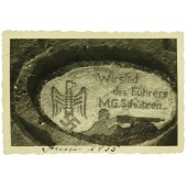 Vorkriegsbild des Blumenbeets mit der Inschrift 